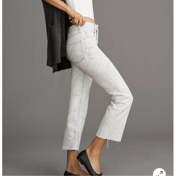 🎆NWT Anthropologie pilcro Yaya crop flare tall 26 map white bleached jeans - Picture 4 of 16